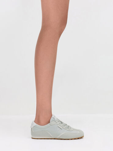 Nylon Contrast-Panel Sneakers, Mint Green, hi-res