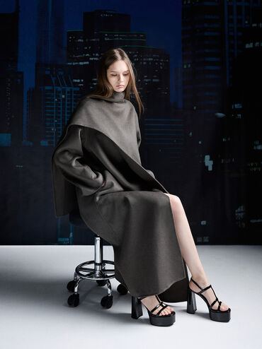 Patent T-Bar Strappy Platform Sandals, Black Patent, hi-res