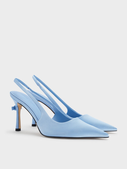 Brantley Bow Slingback Pumps, Blue, hi-res