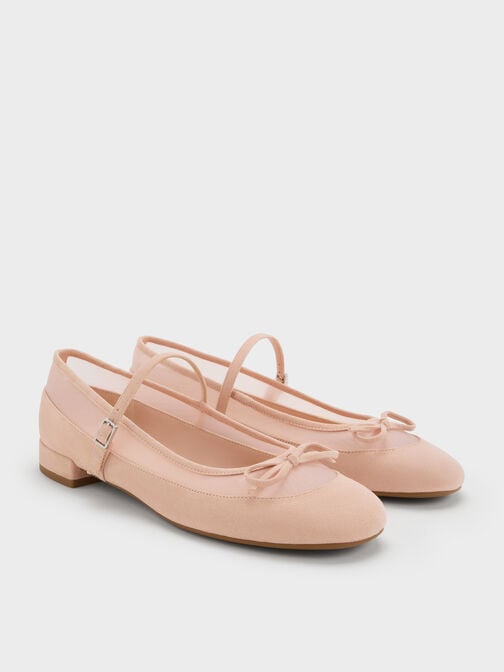 Mulligan Faux Suede & Mesh Mary Janes, Blush, hi-res