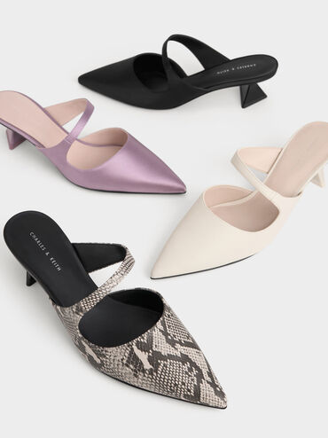 حذاء أنيق بكعب مبتكر وتصميم جانبي غير متناظر, أسود, hi-res