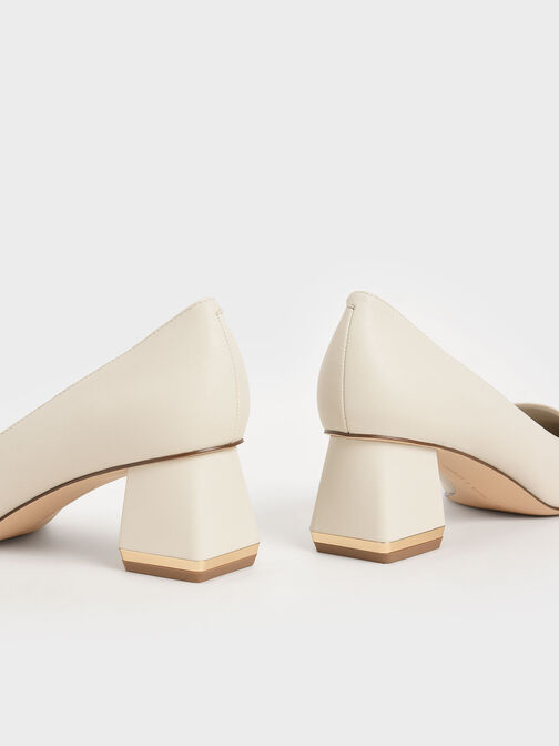 Trapeze Heel Court Shoes, Chalk, hi-res