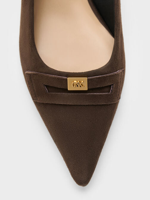 حذاء بكعب مربع شمواه بمقدمة مدببة, بني محبّب غامق, hi-res