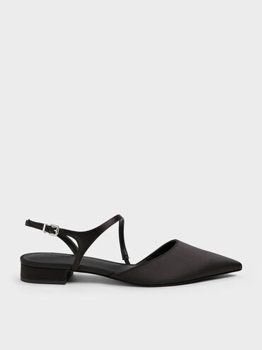 حذاء كورديليا المسطح ذو الكعب المفتوح المدبب, أسود خشن, hi-res