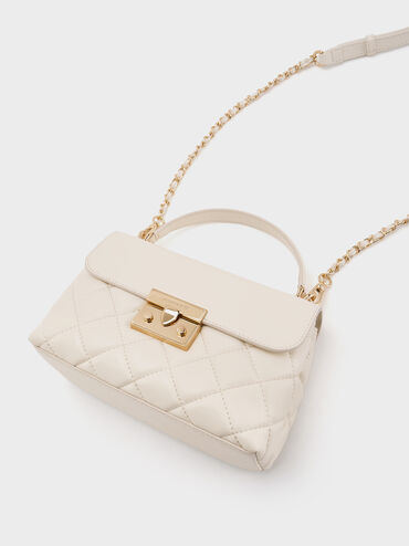 Alva Quilted Top Handle Bag, Cream, hi-res