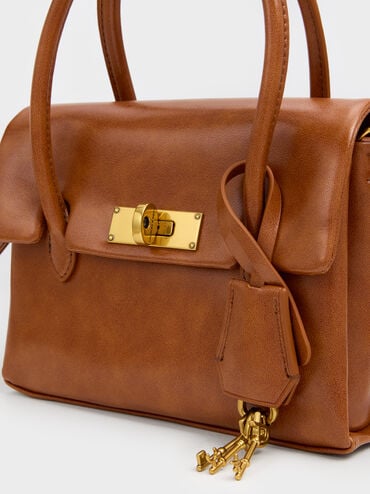 حقيبة توت "كيري" ميني بقفل دوار, Distressed Tan, hi-res