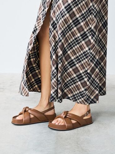 Rosetta Knotted Puffy Sandals, Cognac, hi-res