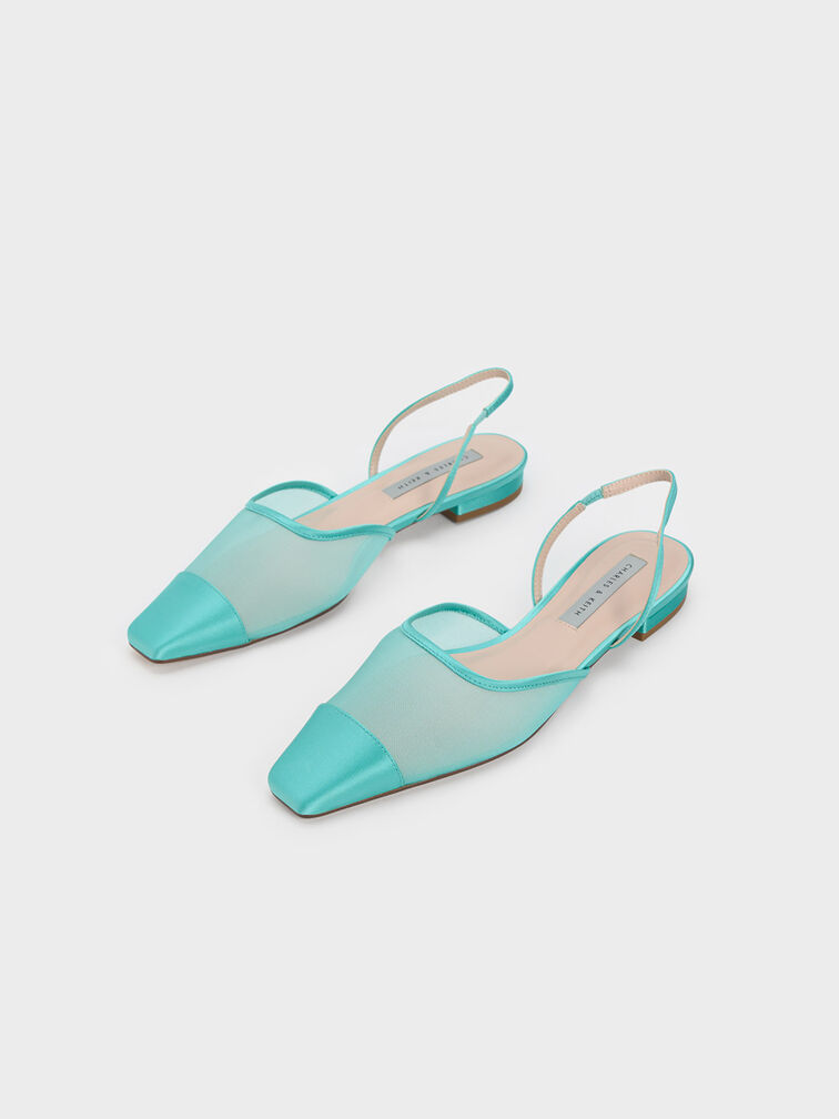 حذاء باليرينا بمقدمة شبكية, أزرق, hi-res