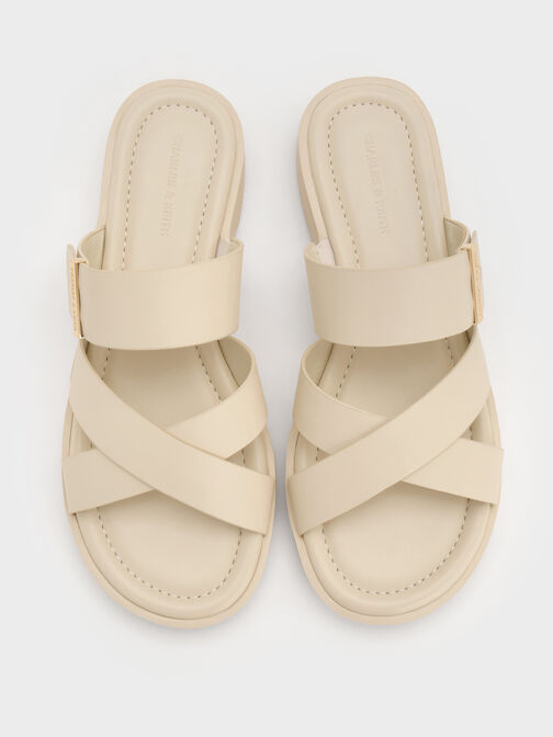 Metallic-Accent Crossover Slides, Chalk, hi-res