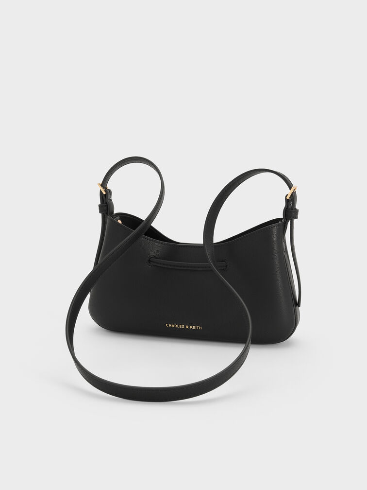 Mila Metallic-Knot Shoulder Bag, Black, hi-res