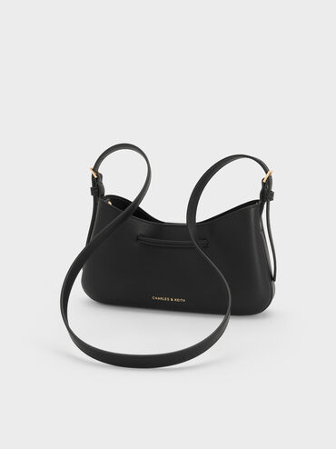 Mila Metallic-Knot Shoulder Bag, Black, hi-res