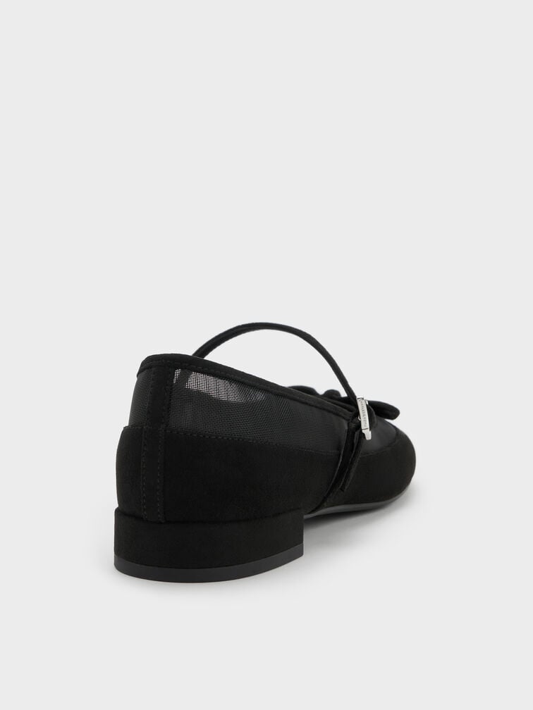 Mulligan Faux Suede & Mesh Mary Janes, Black Textured, hi-res