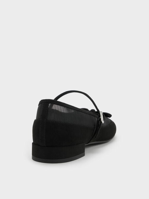 Mulligan Faux Suede & Mesh Mary Janes, Black Textured, hi-res
