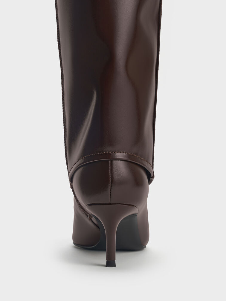 Pointed Stiletto Knee-High Boots, Burgundy, hi-res