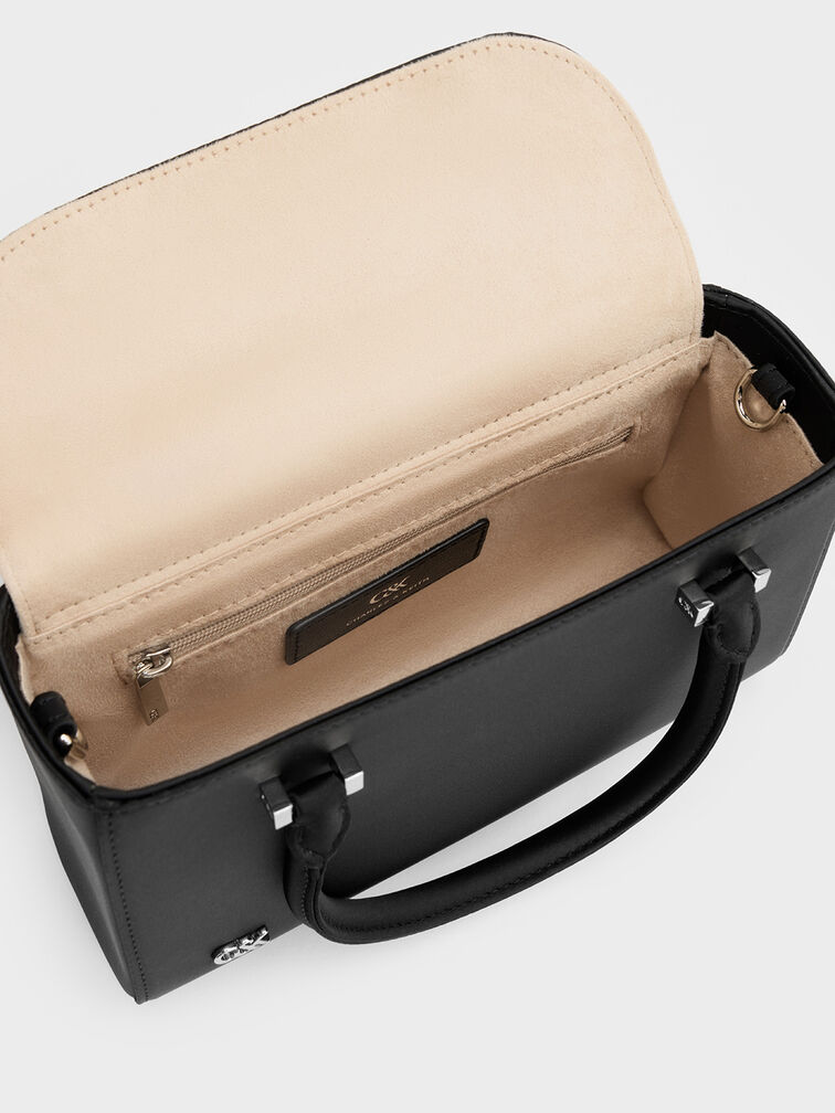 Satin Boxy Tote Bag, Noir, hi-res