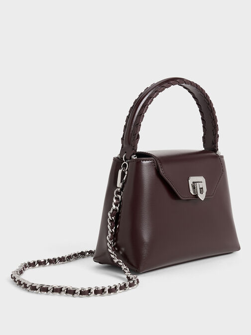 Arwen Braided-Strap Top Handle Bag, Plum, hi-res