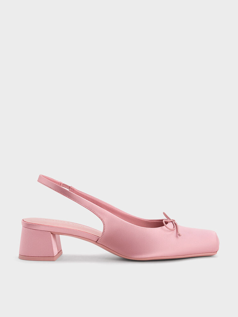 Sadira Satin Slingback Pumps, Pink, hi-res