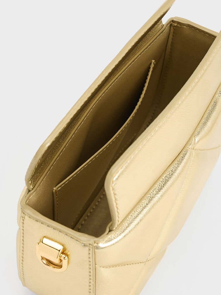 حقيبة صغيرة دانيكا مزينة بسلسلة عريضة مبطنة, ذهبي, hi-res