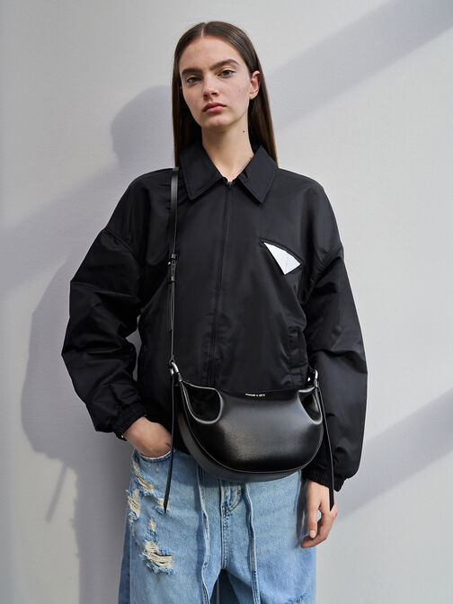 Calla Half-Moon Bag, Noir, hi-res