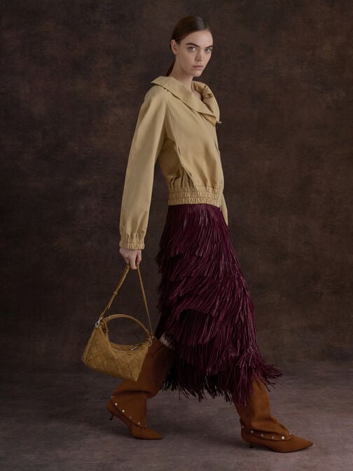 Ivette Recycled Suede Woven Shoulder Bag, Sahara Sand, hi-res