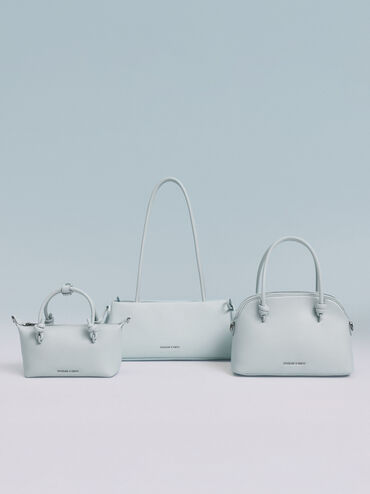 حقيبة توت بحمالة يد مزينة بعقدة, أزرق باهت مائل للرمادي, hi-res