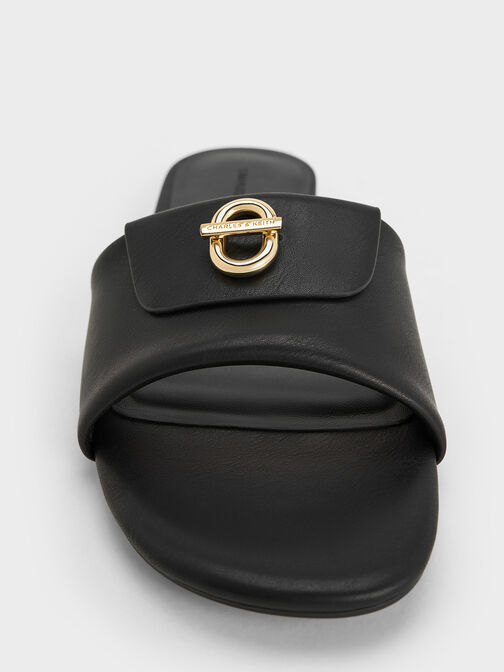 صندل مفتوح سهل الارتداء بلون معدني, أسود, hi-res