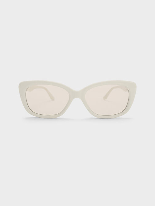 Maeva Recycled Acetate Cat-Eye Sunglasses, Chalk, hi-res