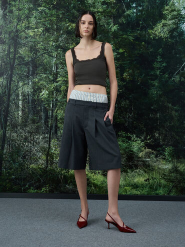 حذاء بامبس وين سلينجباك بكعب منحوت وإبزيم لامع, أحمر, hi-res