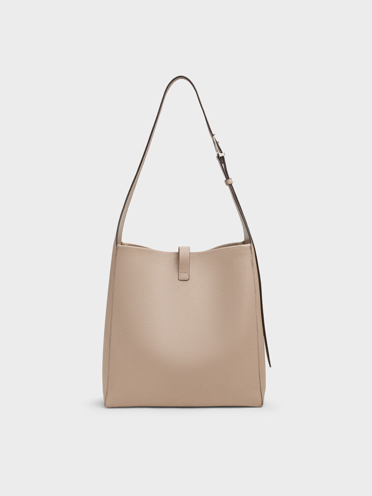 شنطة هوبو بريل توب بجلد معاد تدويره وحزام, تاوب, hi-res