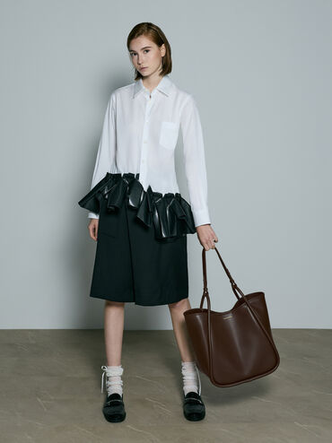 حقيبة ليلا توت باج واسعة بتصميم انسيابي, بني غني كالإسبريسو, hi-res