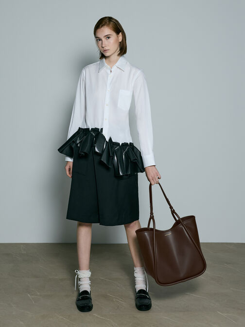 حقيبة ليلا توت باج واسعة بتصميم انسيابي, بني غني كالإسبريسو, hi-res