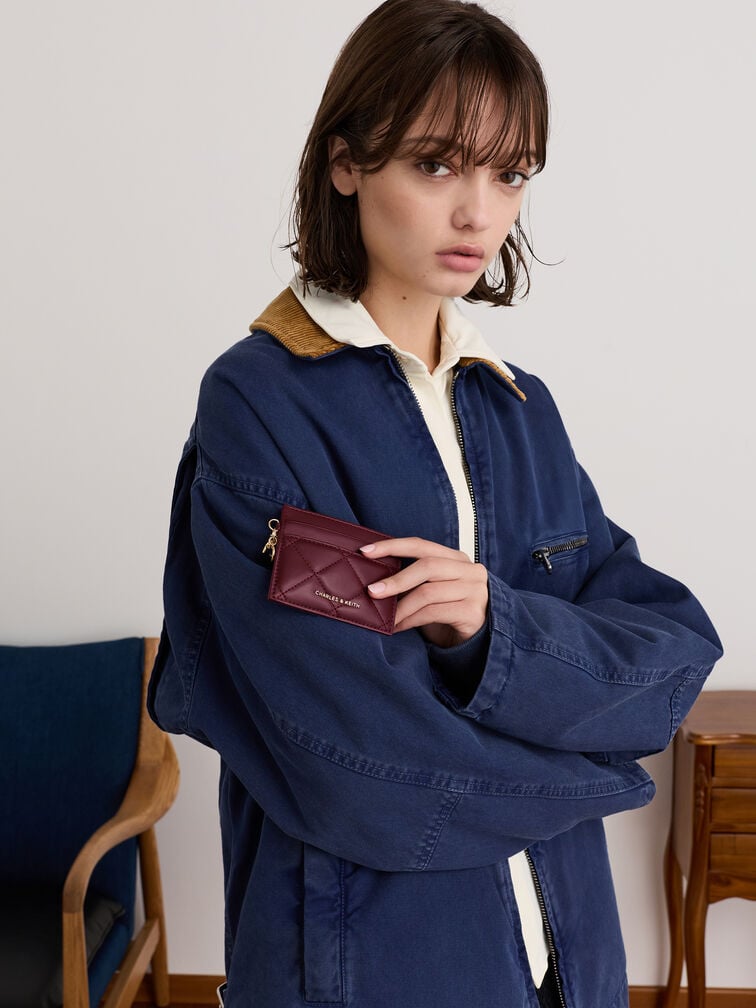 حافظة بطاقات (آرييتي) بتصميم مبطّن أنيق, أحمر توتي فاخر, hi-res