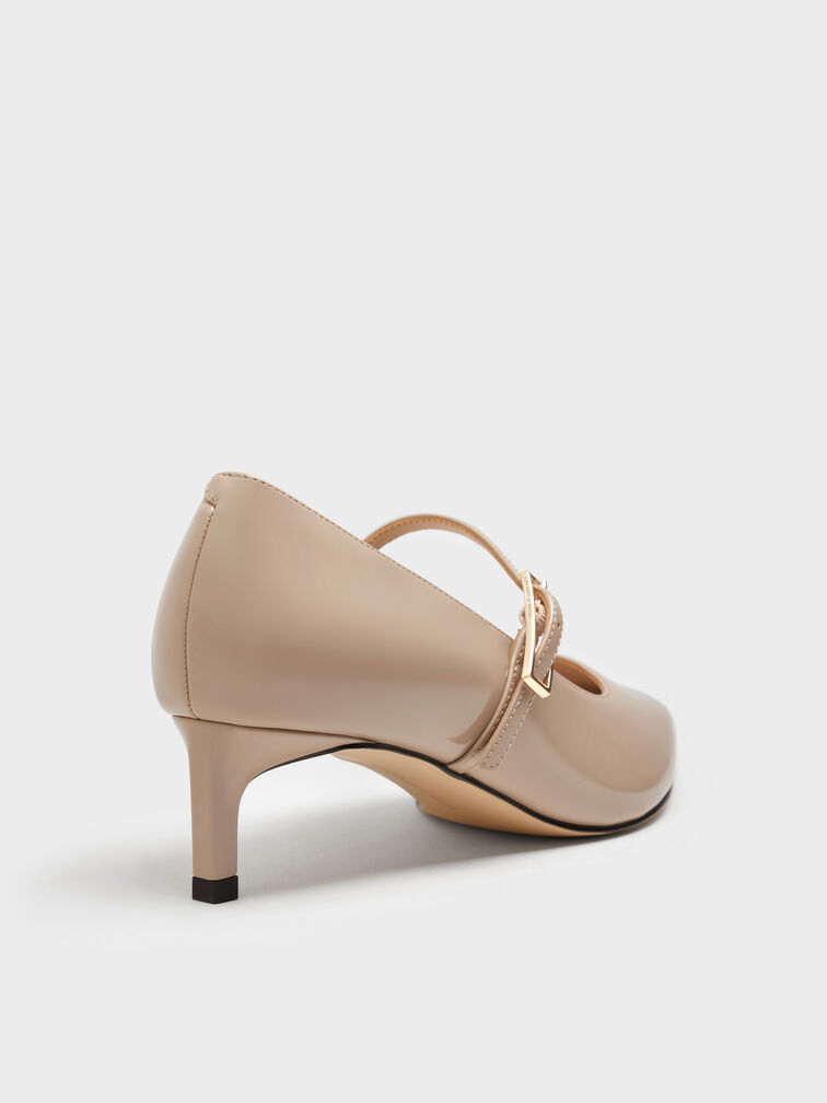 Luciana Patent Mary Jane Pumps, Taupe, hi-res