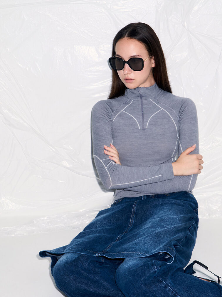 نظارة شمسية رينيه بتصميم فراشة أسيتات مُعاد تدويره, أسود, hi-res