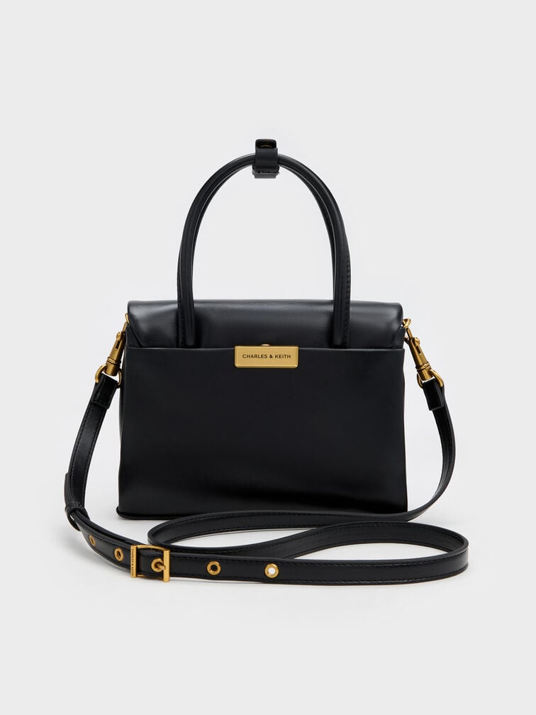 حقيبة توت "كيري" ميني بقفل دوار, أسود, hi-res