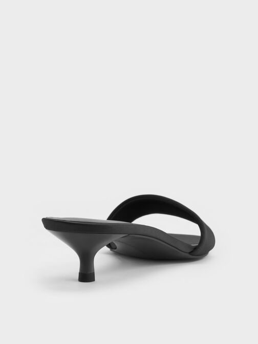 Susie Kitten-Heel Mules, Black Textured, hi-res