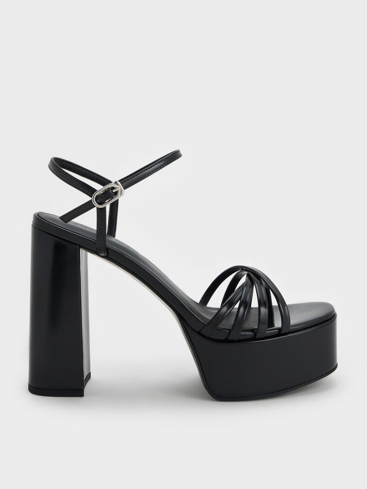 Georgina Ankle-Strap Platform Sandals, Black Boxed, hi-res