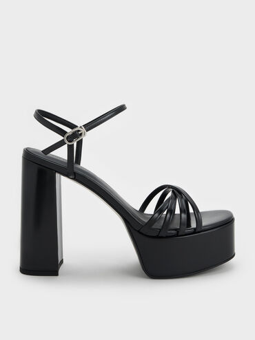 Georgina Ankle-Strap Platform Sandals, Black Boxed, hi-res
