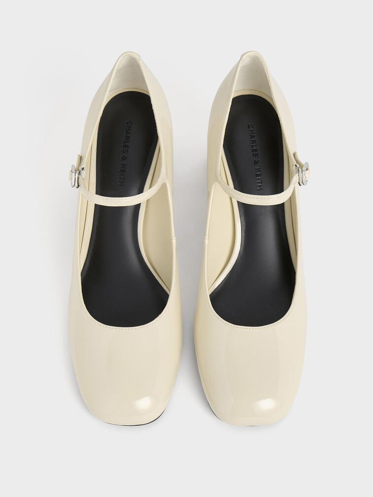 حذاء ماري جين من الجلد اللامع بكعب عالٍ عريض, أبيض طباشيري, hi-res