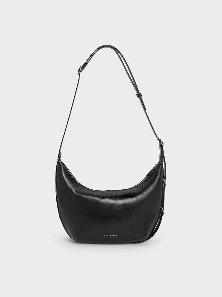 Bryna Curved Hobo Bag, Noir, hi-res