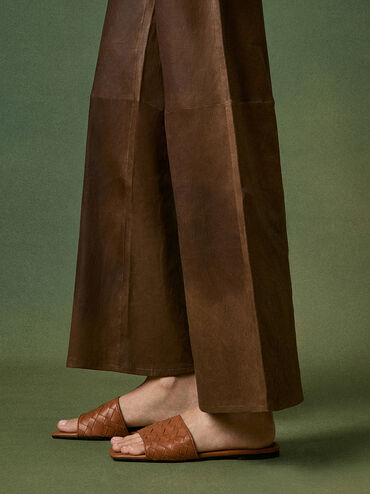 Ivette Woven Slide Sandals, Brown, hi-res