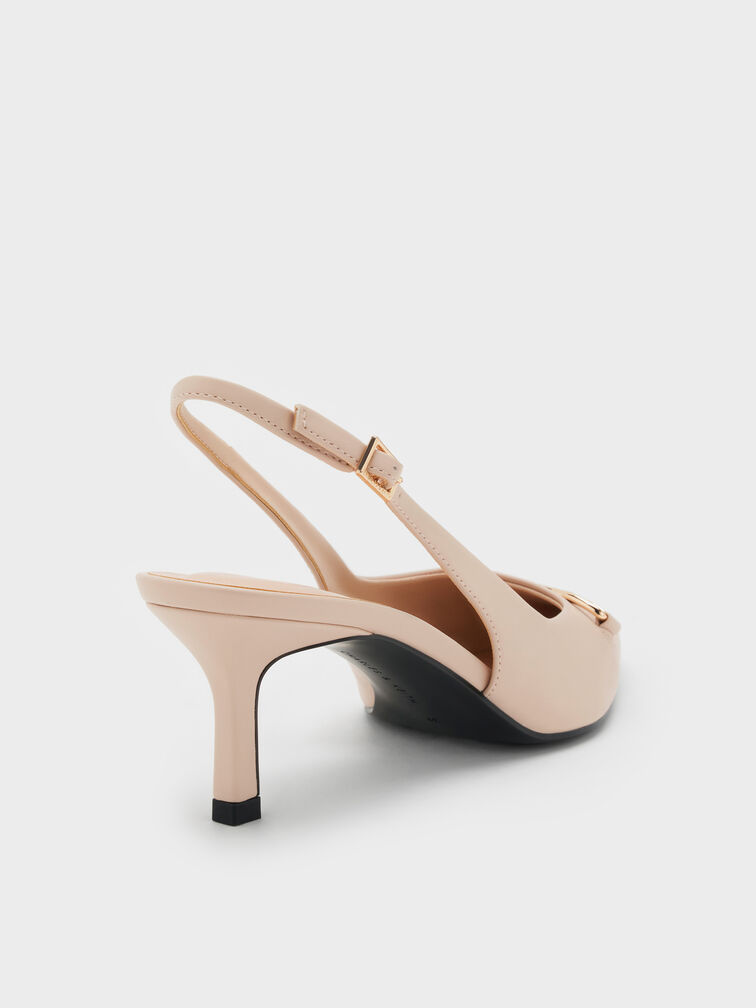 Leslie Metallic-Accent Slingback Pumps, Nude, hi-res