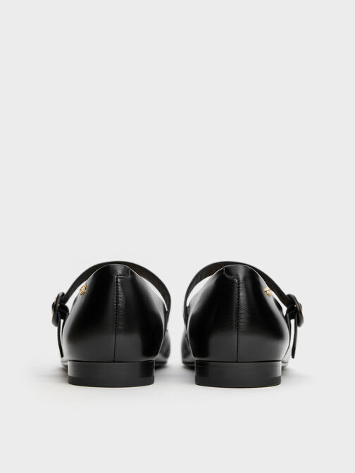 Leather Cap-Toe Mary Janes, Black, hi-res