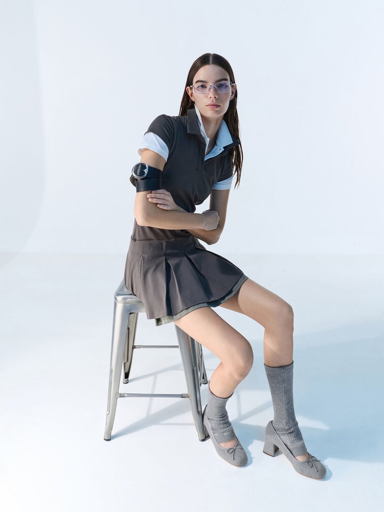 Winona Felt Mary Jane Pumps, Light Grey, hi-res