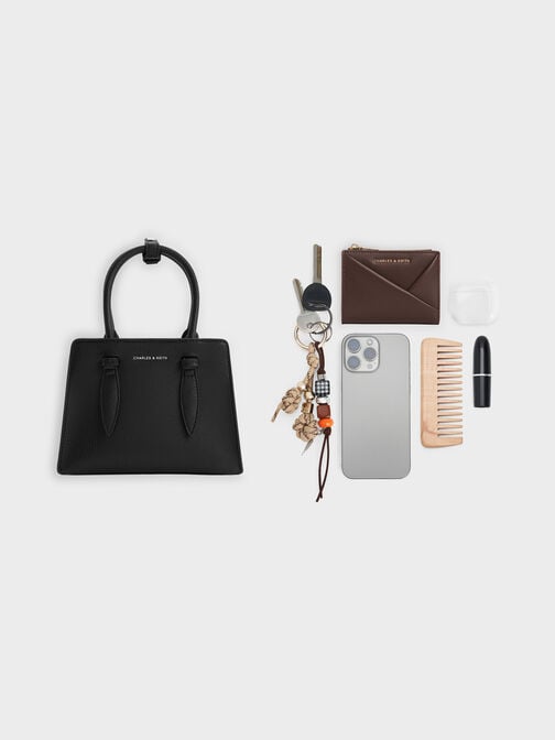 حقيبة توت من ألين بتصميم متماسك على شكل شبه منحرف, أسود كلاسيكي, hi-res