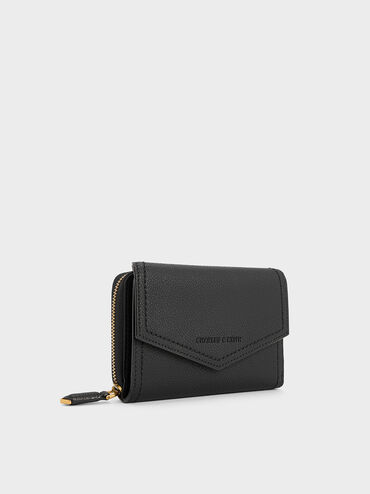 Stitch Trim Envelope Wallet, Black, hi-res