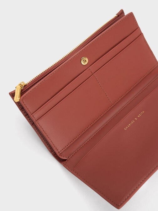 Danika Quilted Long Wallet, Brick, hi-res