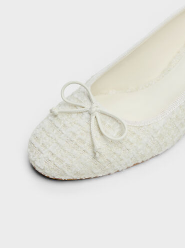 Tweed Bow Ballet Pumps, Multi, hi-res