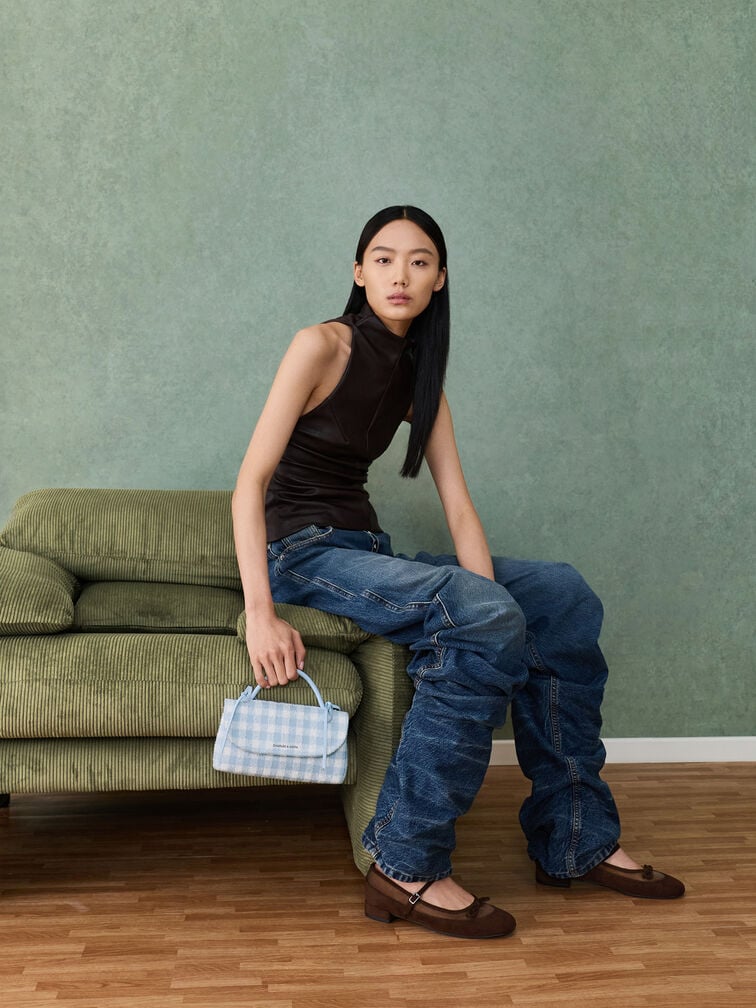 Mulligan Faux Suede & Mesh Mary Janes, Dark Brown Textured, hi-res