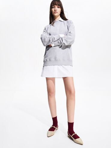 حذاء تريفينا مسطح مفتوح من الخلف بمقدمة مدببة ومظهر معدني, تاوب, hi-res